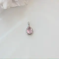 Подвеска Капля с розовым фианитом, 15*8 мм, родий, П430