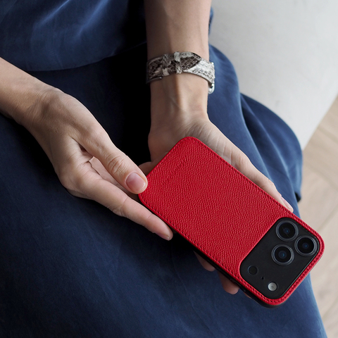 Чехол-накладка для iPhone 17 Pro Max из кожи сафьяно, красного цвета