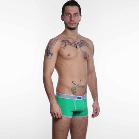 Мужские трусы боксеры зеленые с серой резинкой D&G Green Boxer