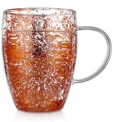 Кружка с двойными стенками с конфетти внутри 350 мл, стеклянная New-York Glaffe