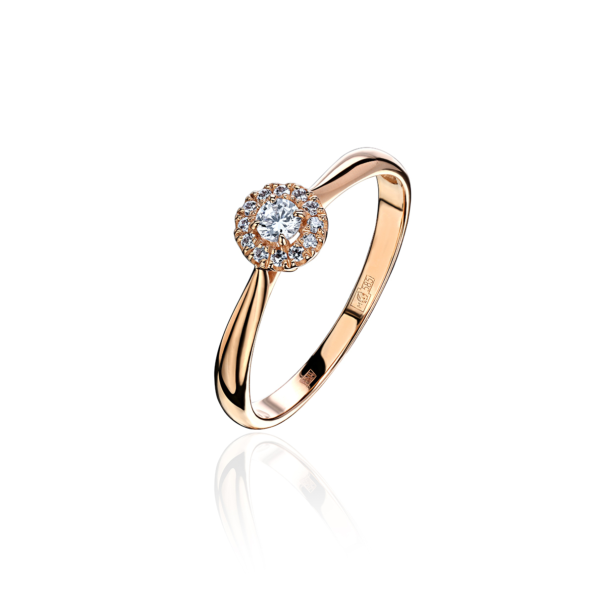Кольцо с бриллиантом  из красного золота JA-K-К6113940