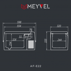 Компрессорный автохолодильник Meyvel AF-E22 (12V/24V, 110V/220V опционально, 22л)