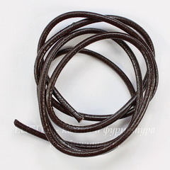 Шнур кожаный, 4 мм, цвет - темно-коричневый, примерно 1 м