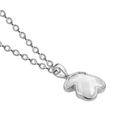 Латунная цепочка с Подвеской "Мишка из белой керамики", silver