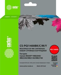 Картридж струйный Cactus CS-PGI1400BK, C, M, Y 4цв. набор (72мл) для Canon MB2050, MB2350, MB2040, MB2340