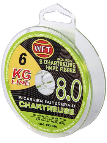 Леска плетёная WFT KG x8 Chartreuse 150 м, 0.06 мм