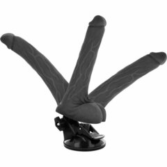 Черный вибратор на мощной присоске Basecock Realistic Vibrator Remote Control - 18,5 см. - 