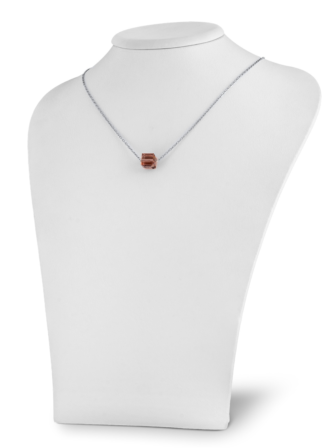 Серебряный чокер на шею с розовым кристаллом Swarovski
