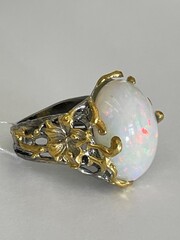 Бэлла-опал (серебряное кольцо с позолотой)