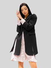 Платье-двойка Casran из шелкового сарафана с рюшами и удлиненного пиджака с разрезами