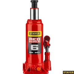 STAYER RED FORCE, в кейсе, 6 т, 216 - 413 мм, бутылочный гидравлический домкрат, Professional (43160-6-K)