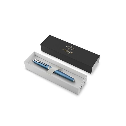 Ручка роллер Parker IM Premium T318  Blue Grey CT F черные чернила, в подарочной коробке123