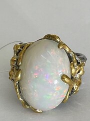 Бэлла-опал (серебряное кольцо с позолотой)