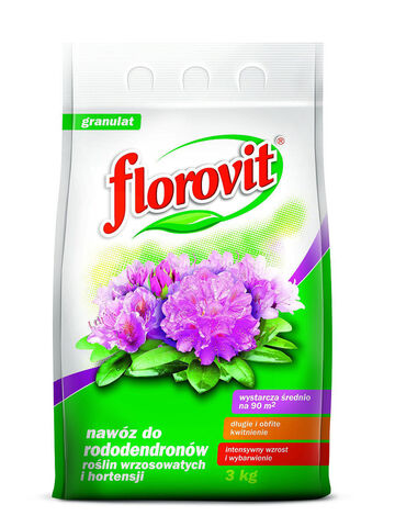 Удобрение Florovit гранулированный для рододендронов, вересковых растений ,гортензий, азалии, 15кг (5 мешков по 3кг)