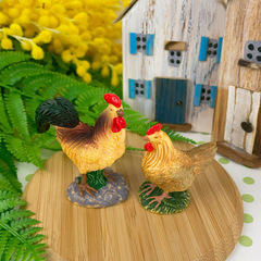 Петух и курица, фигурки декоративные, кукольные миниатюры, набор 2 шт.