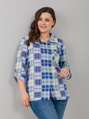 Рубашка Р-001/голубой-салатклетка