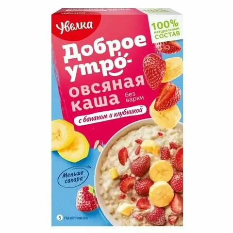 Каша Увелка овсяная с бананом и клубникой (5х40г) 200г, шт
