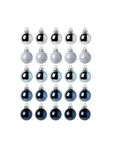 Набор ёлочных украшений (шар) Vintertid, 25 шт, 3,5 см, пластик, серебристый/синий
