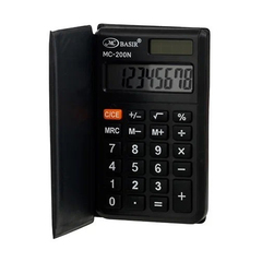 Калькулятор карманный Basir 8 Bit, двойное питание, в обложке-книжке, 10.3*7.2*1.4 см, чёрный