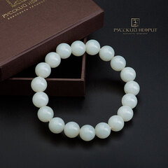 Браслет "Классика". Белый нефрит. 12 мм.
