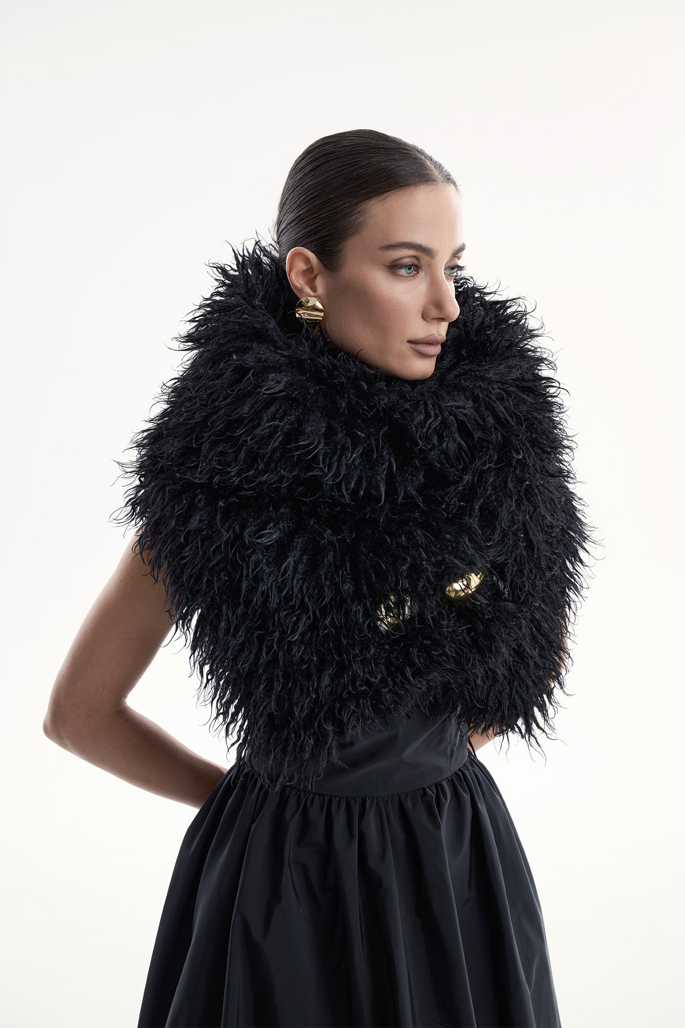 Шарф меховое боа черный