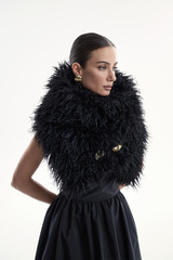 Шарф меховое боа черный