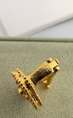 55236 - Cерьги Trendy клевер из стали в лимонной позолоте с цветными вставками