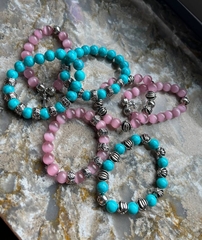 Браслет из розового агата c посеребренными вставками CHROME HEARTS