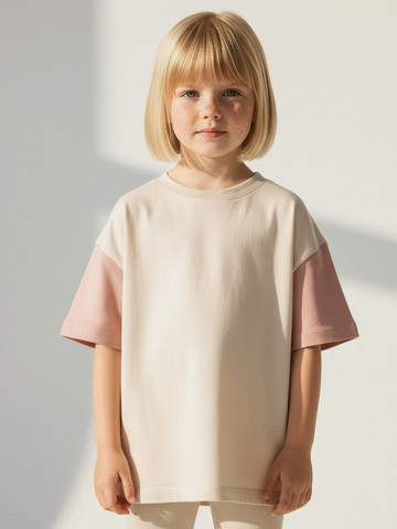 Футболка детская бежевый/розовый