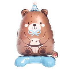 К Фигура на подставке, Мишка голубой колпачок, 23''/58 см, 1 шт. (в упаковке)