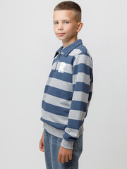 джемпер  для мальчика  КР 302795/серый меланж,синий,полоска к618