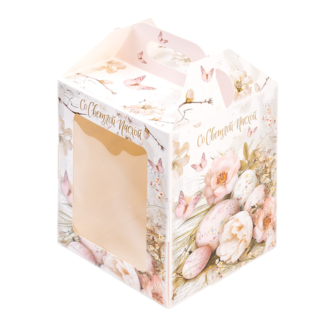 Коробка для кулича с окном (загрузка спереди), 