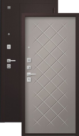 Теплая дверь входная Сезам В(V)-02 (2026), 2 замка, 1,4 мм металл, (шоколад букле+грей кашемир)