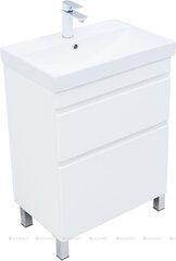 Aquanet 346042 Тумба Слим 60 напольная 2 ящ. цв.белый сатин (346042) фото