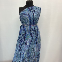 шелковый шифон синий с огурцами