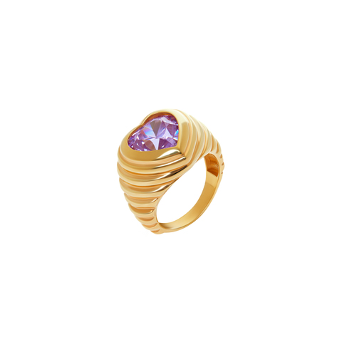 Shiny Heart Ring - Lavender