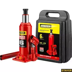 STAYER RED FORCE, в кейсе, 6 т, 216 - 413 мм, бутылочный гидравлический домкрат, Professional (43160-6-K)