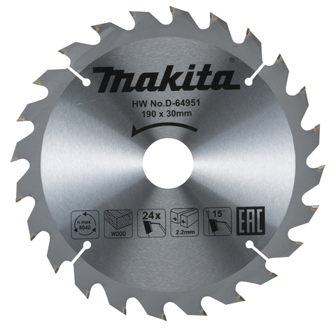 Пильный диск для дерева Makita 190x30x2.2/1.4x24T D-64951