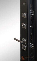 Входная металлическая дверь с зеркалом Гранд Лайт 03 Белый матовый, без текстуры (фурнитура ХРОМ блестящий)
