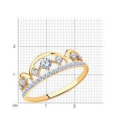 017414- Кольцо диадема из золота 585 пробы с фианитами