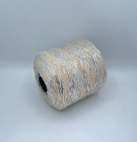 Luxury Production by Ri.Go (пр.Италия), art-Emporium, 180м/100гр, 90%Меринос,8%Полиэстер(фольга), 2%Полиамид , цвет-Крем+серебро(16/336) ,арт.32296