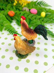 Петух и курица, фигурки декоративные, кукольные миниатюры, набор 2 шт.