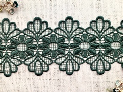Кружево плетеное, ш. 10 см, тёмно-зелёный