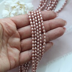 Жемчуг Майорка рис, розовый, имитация жемчуга, 5*4 мм, 1 нить, МА053