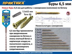 Бур SDS-plus ПРАКТИКА 6,5 х 250/310 мм серия 