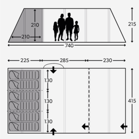 Кемпинговая надувная палатка KAMPA Dometic Croyde 6 Air