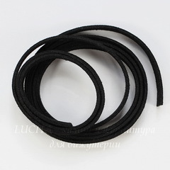Шнур замшевый (искусств), 6х1,5 мм, цвет - черный, примерно 1 м