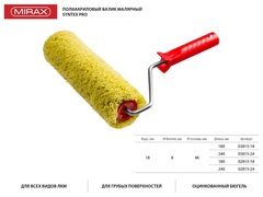 MIRAX SYNTEX PRO, 48 х 180 мм, бюгель 8 мм, ворс 18 мм, полиакрил/полиэстер, все виды ЛКМ, малярный ролик (02815-18)
