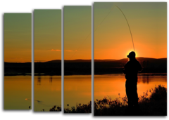 Модульная картина "Вечерняя рыбалка"