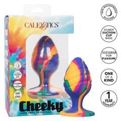 Яркая анальная пробка Cheeky Large Swirl Tie-Dye Plug - 9 см. - 